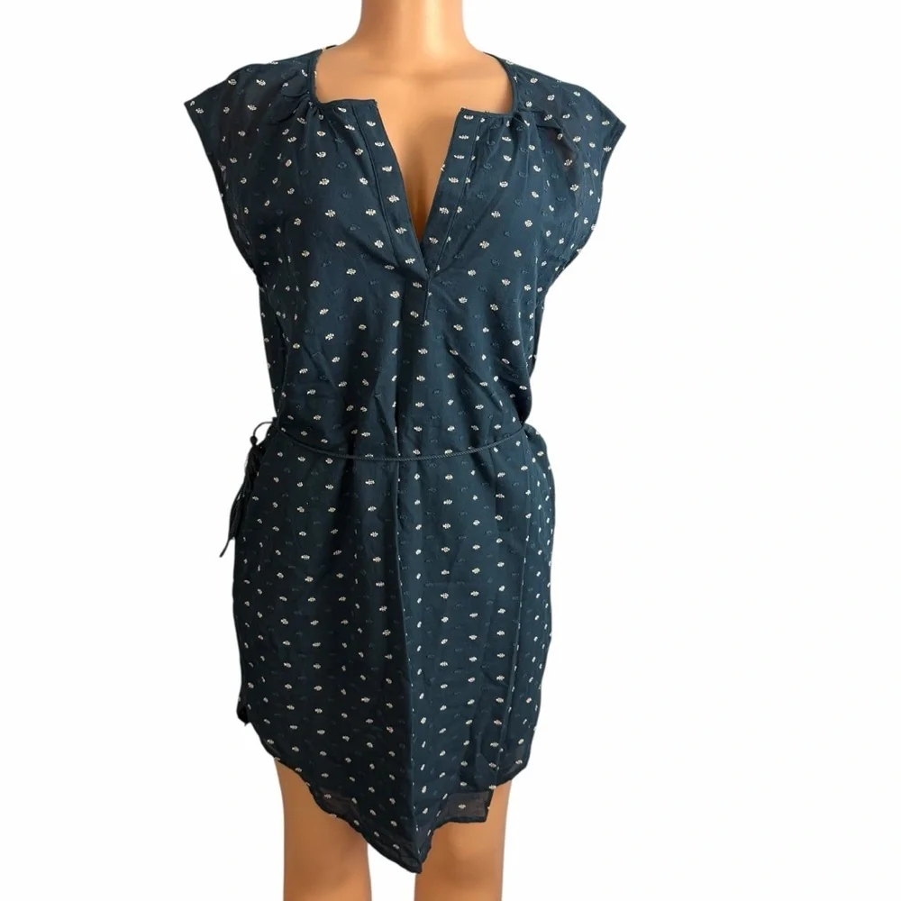Loft Blue Sleeveless Tie-Waist Shirtdress - Picture 2 of 9